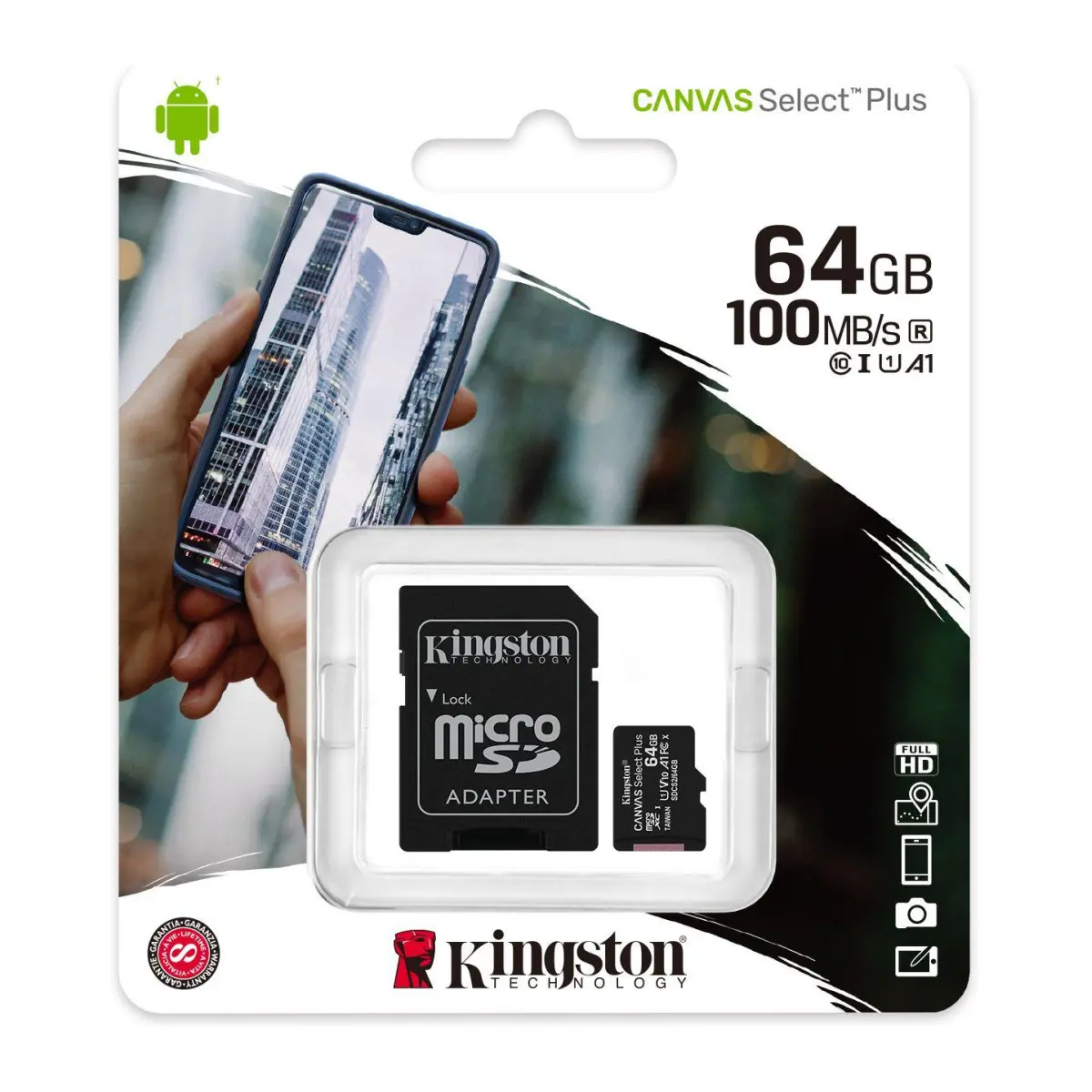 Карта памет Kingston Canvas Select Plus, microSDXC 64GB, (35933679)