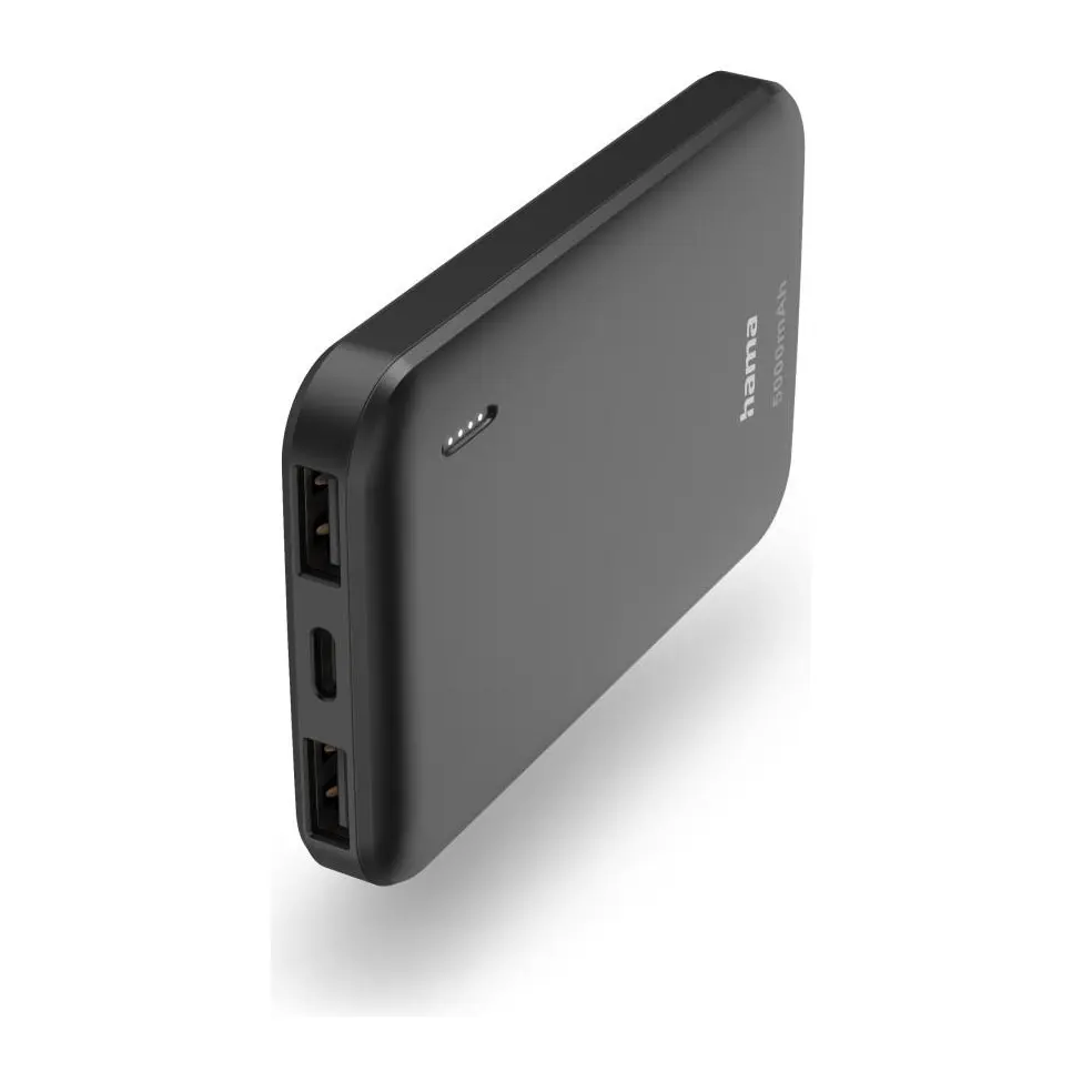 HAMA Външна батерия 'Pocket 5' Power Pack, 5000 mAh, Изходи: 2x USB-A, антрацит, (35939069)