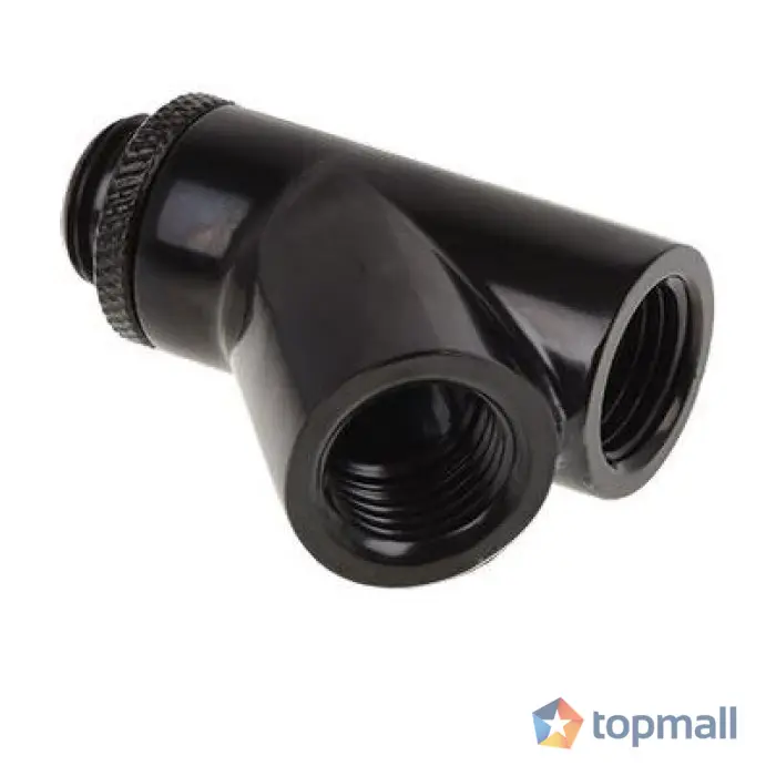 Y-конектор Alphacool Eiszapfen, Въртящ се, 45°, G1/4 външна към 2 x G1/4 вътрешна резба, Черен мат, (35936434)