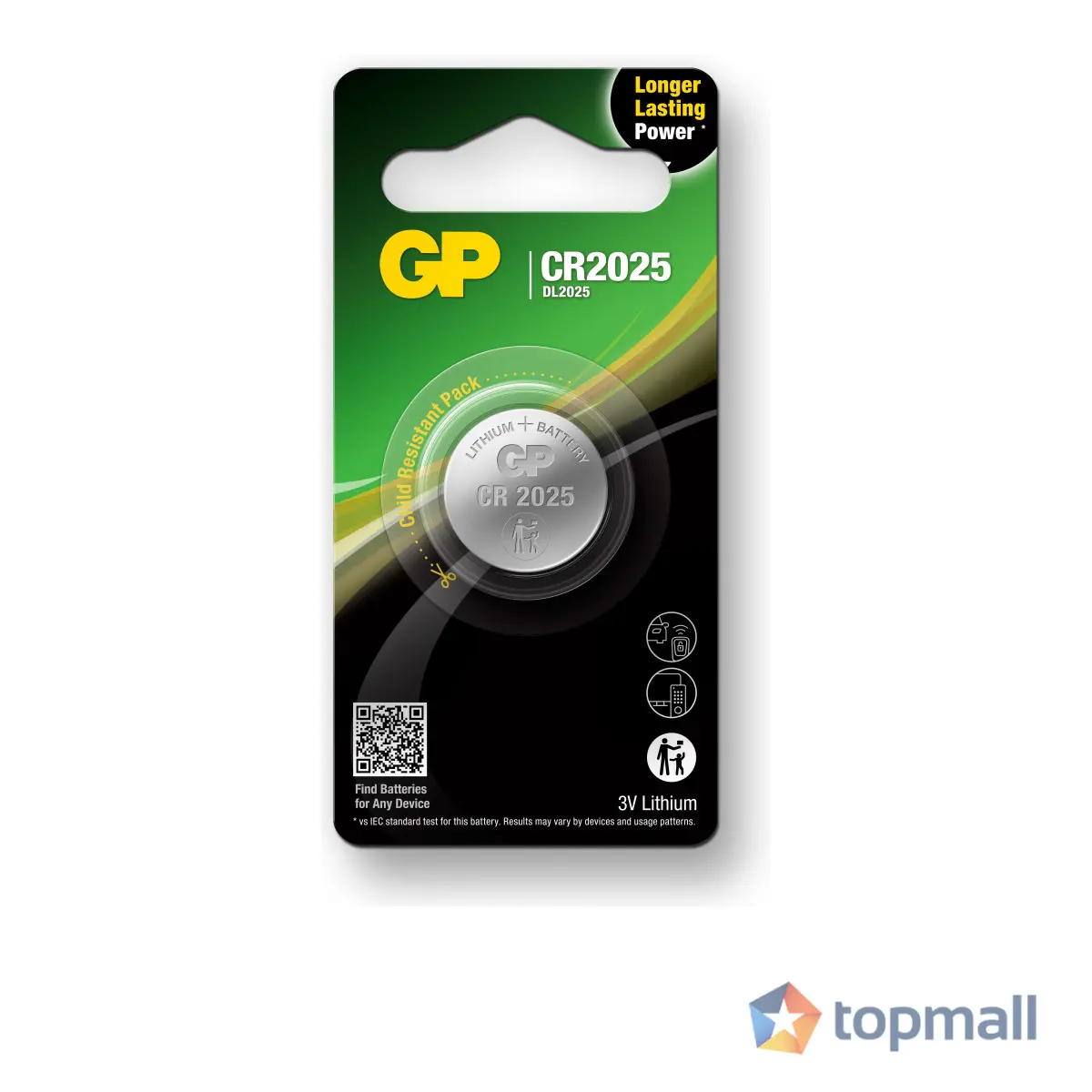 Литиева бутонна батерия GP CR2025 3 V 1 бр. GP, (35932555)