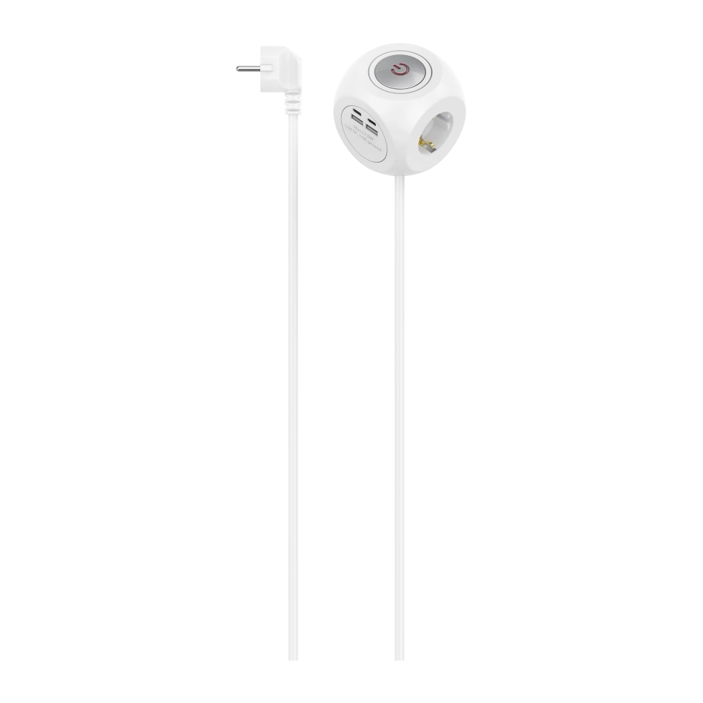 HAMA Разклонител Куб, 3-гнезда, 2х USB-C/A, 223195, (35936478)