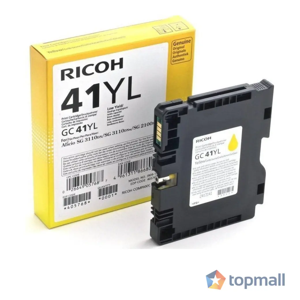 Мастило гел RICOH GC 41YL, GelJet SG 2100N/2100DN, 600 копия, Yellow, (35932670)