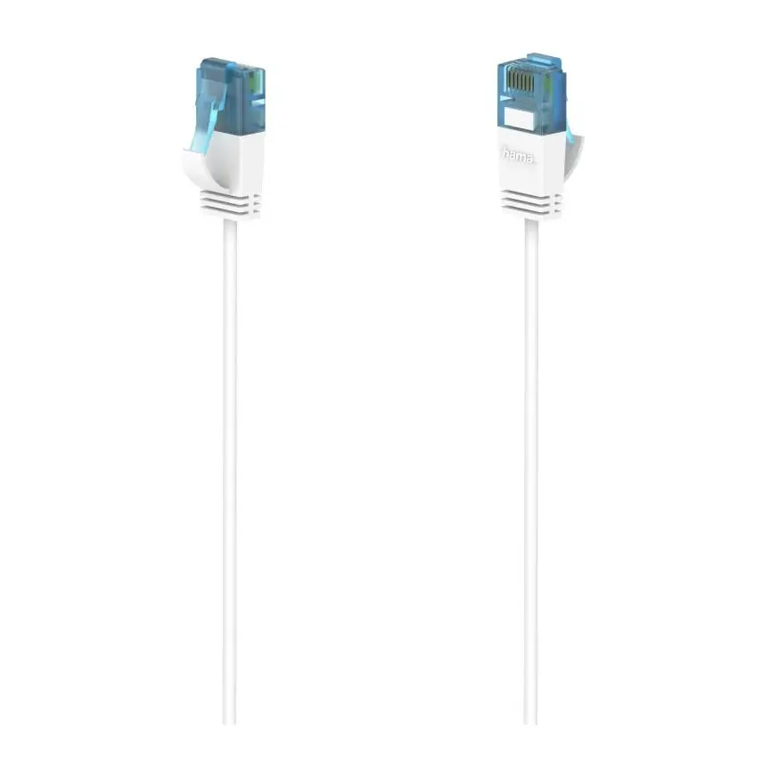 Мрежов кабел HAMA Flexi-Slim, U/UTP CAT 6a, 10 Gbit/s, RJ-45 - RJ45, 3.0 m, Бял, (35934651)