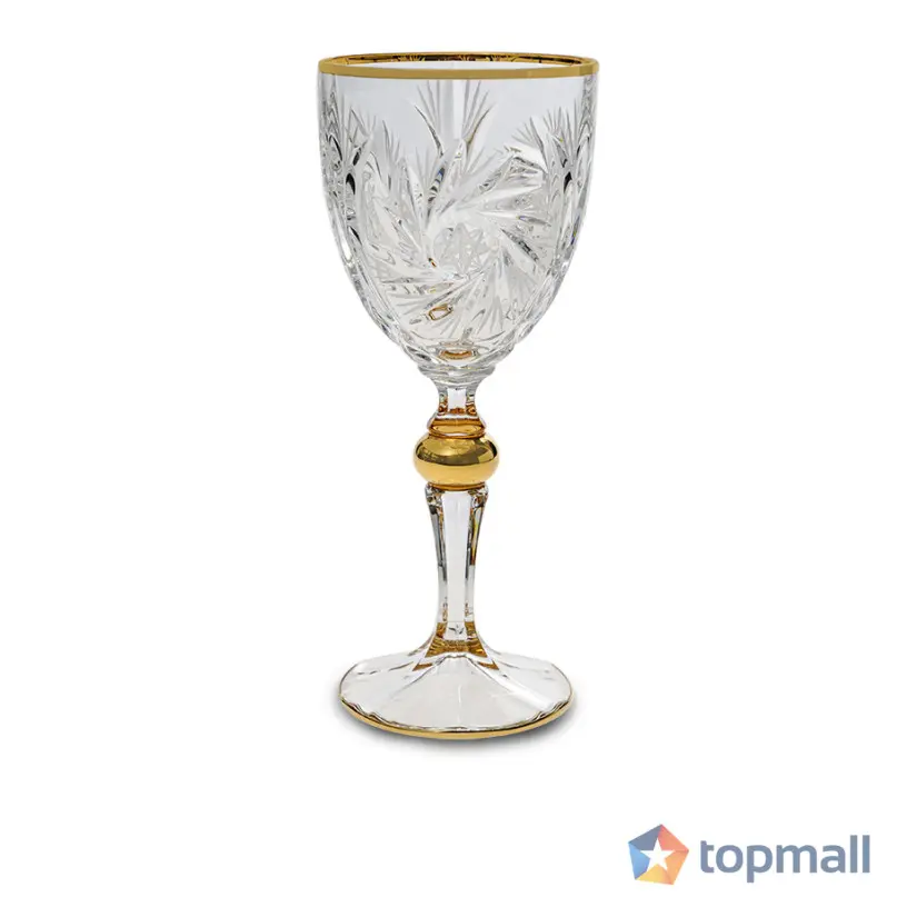 Чаша за вино Bohemia 1845 Pinwheel Matt Cut and Gold 260ml, 6 броя, (35948544)