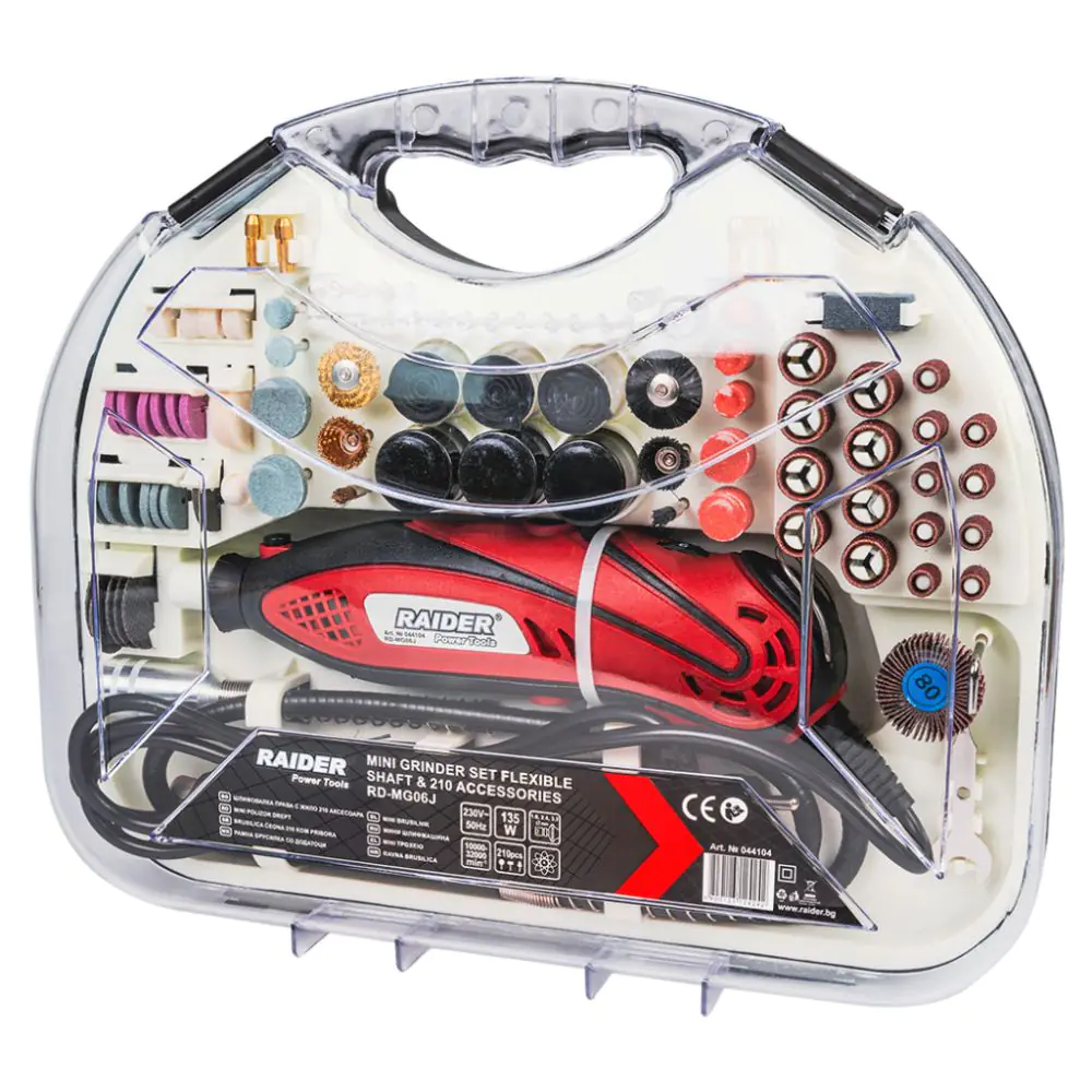 Шлифовалка права 135W с жило 210 аксесоара RAIDER RD-MG06D, (35924475)