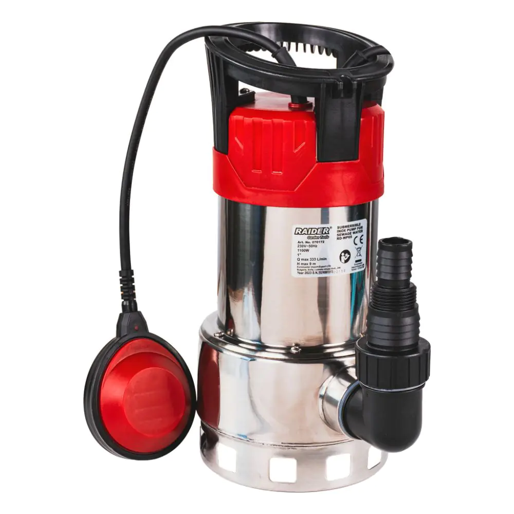 Помпа водна потопяема 1100W 1" 333L/min 9m INOX RAIDER RD-WP65, (35930112)