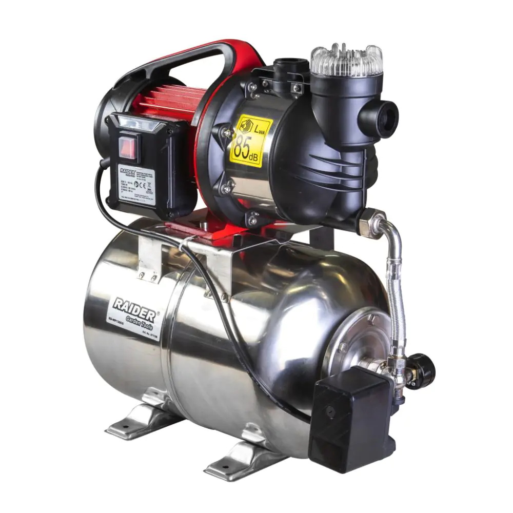 Хидрофор 1300W 1" max 80L/min 3bar 48m Inox+ RAIDER RD-WP1300S, (35924605)