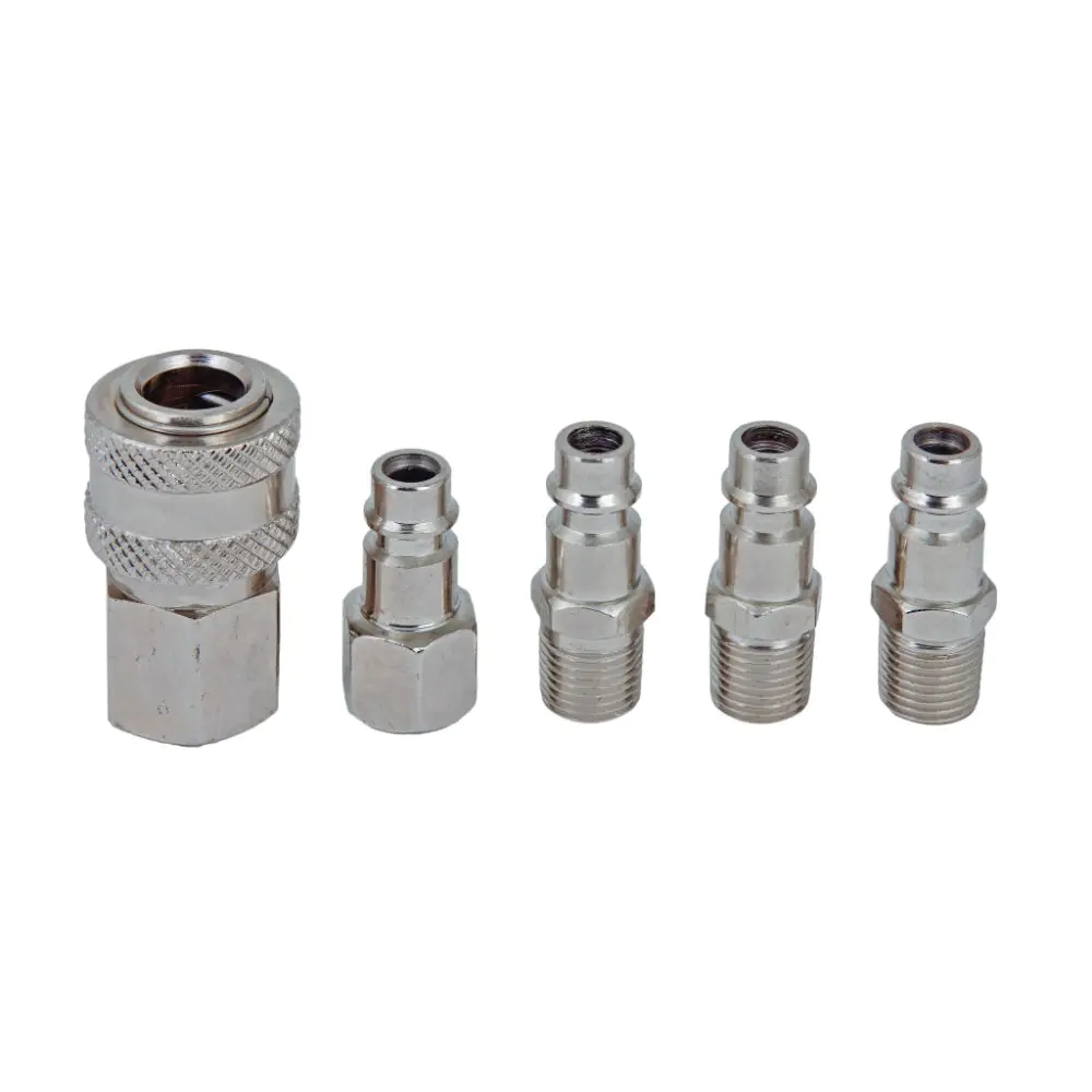 Накрайници пневм. бърза връзка 1/4" 5бр к-т QC01 RD, (35924846)