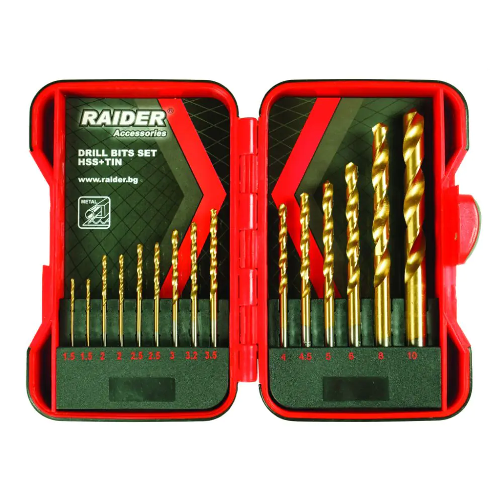 Свредла за метал 15бр. ø1.5-10mm к-т HSS+TIN, (35925628)