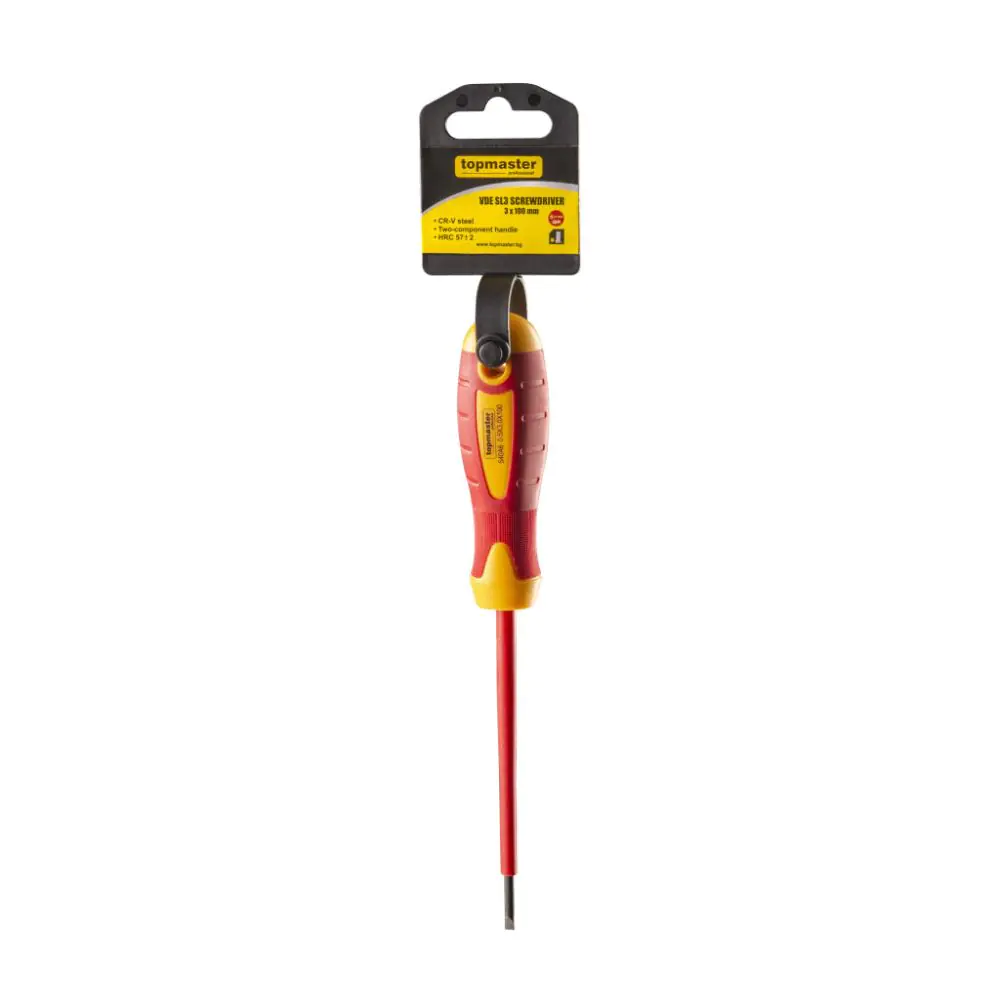 Отвертка изолир. 1000V права 3.0x100mm CR-V Topmaster Professional, (35926071)