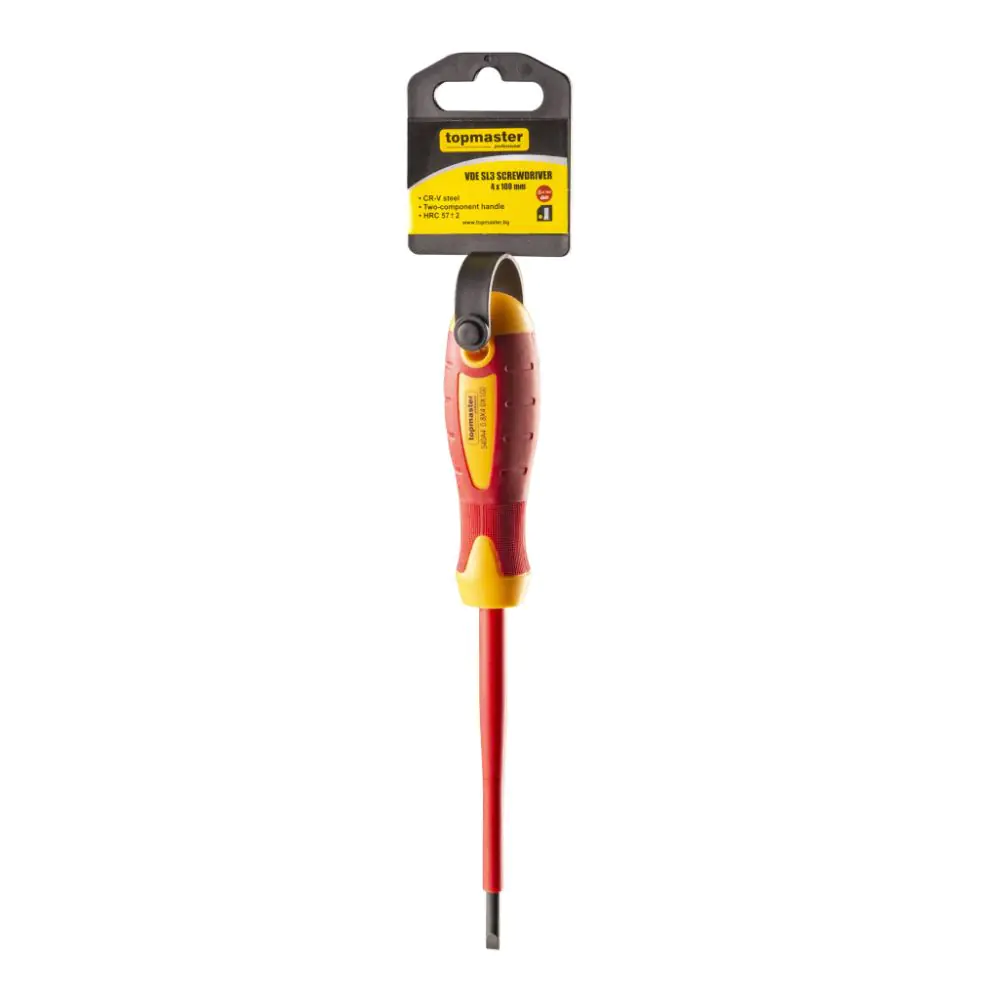 Отвертка изолир. 1000V права 4.0x100mm CR-V Topmaster Professional, (35926072)