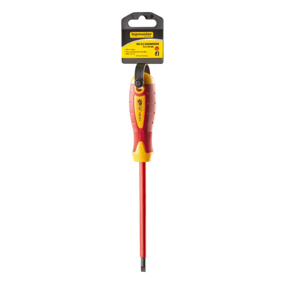 Отвертка изолир. 1000V права 5.5x125mm CR-V Topmaster Professional, (35926073)