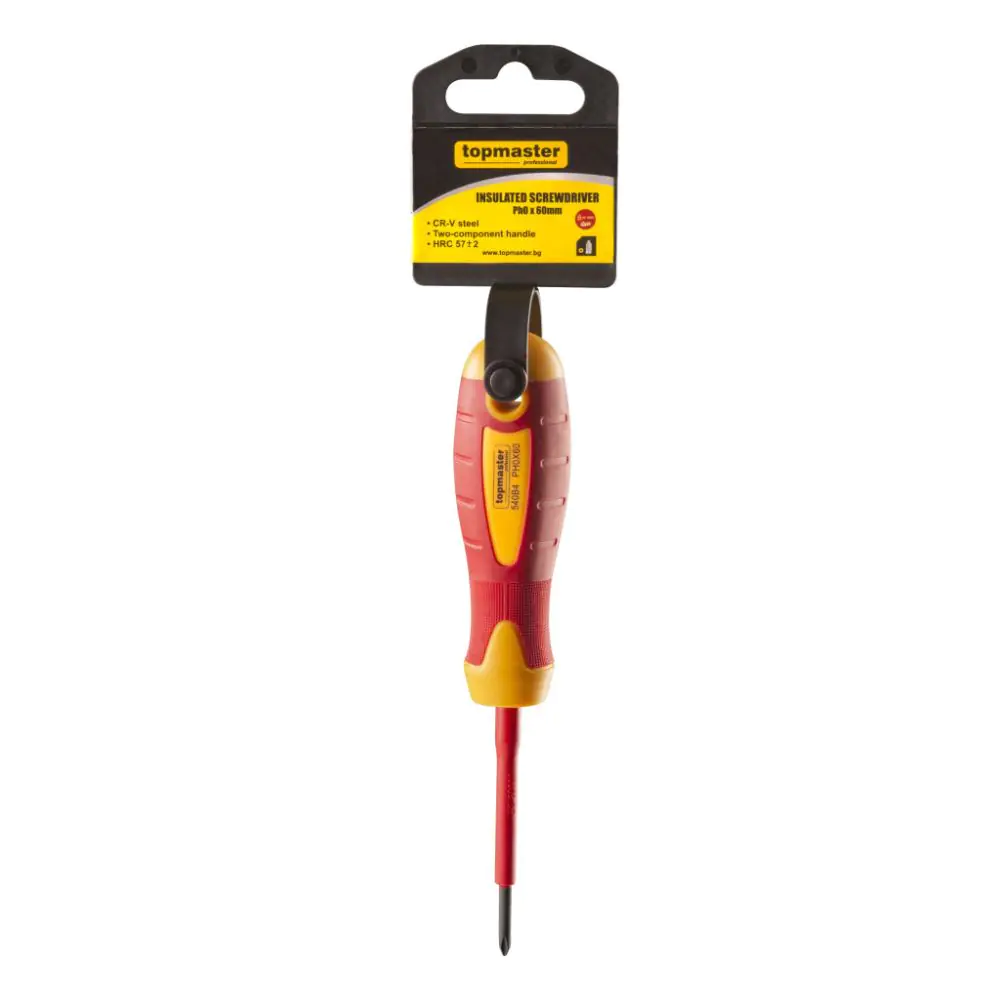 Отвертка изолир. 1000V кръст. Ph0x 60mm CR-V Topmaster Professional, (35926074)