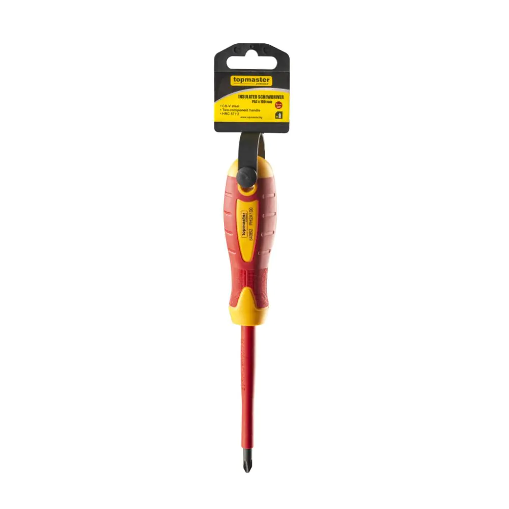Отвертка изолир. 1000V кръст. Ph2x100mm CR-V Topmaster Professional, (35926076)