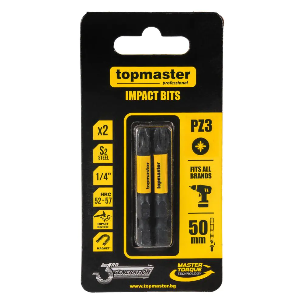 Накрайници ударни 50мм PZ3, 2 бр. Topmaster Professional, (35930182)