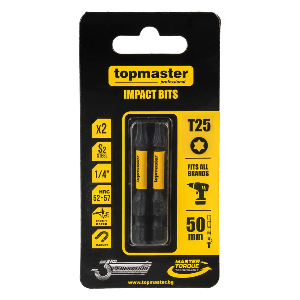 Накрайници ударни 50мм TX25, 2 бр. Topmaster Professional, (35930185)