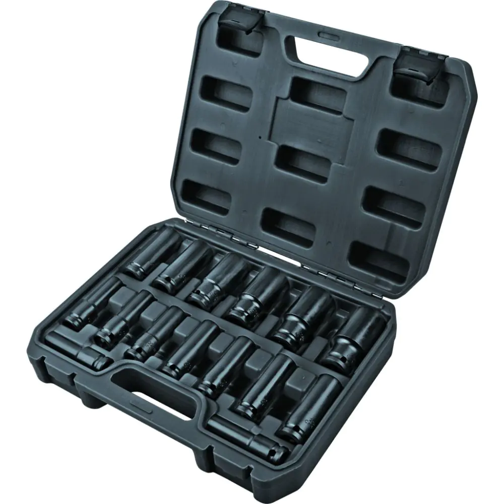 Вложки ударни удължени 1/2"Dr сет 15бр 10-32mm Cr-Mo Topmaster Professional, (35927612)