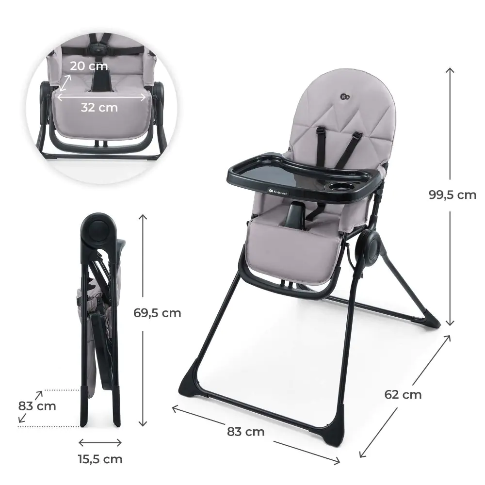 Kinderkraft BINCI столче за хранене GREY, (35944078)