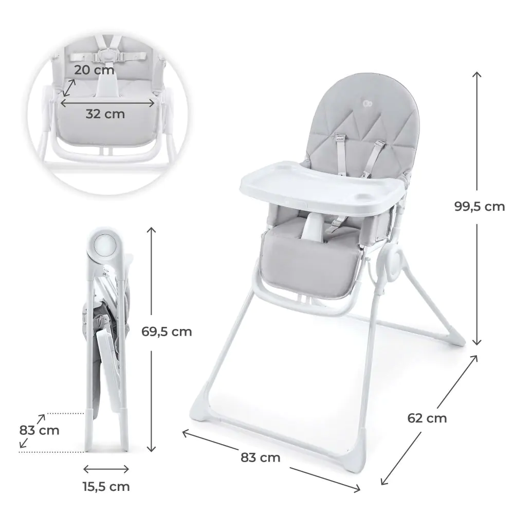 Kinderkraft BINCI столче за хранене LIGHT GREY, (35944079)