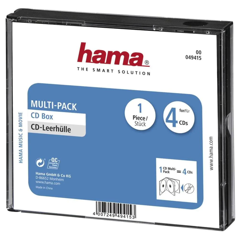 Кутийка за CD/DVD HAMA Multi-Pack 4, прозрачен/черен, (35933613)
