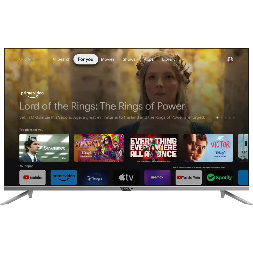 Телевизор Tesla LED 40S635SFS, 40 inch, 100 см, Smart Google TV, Full HD 1920 x 1080, Клас E, Сребрист, (17382)