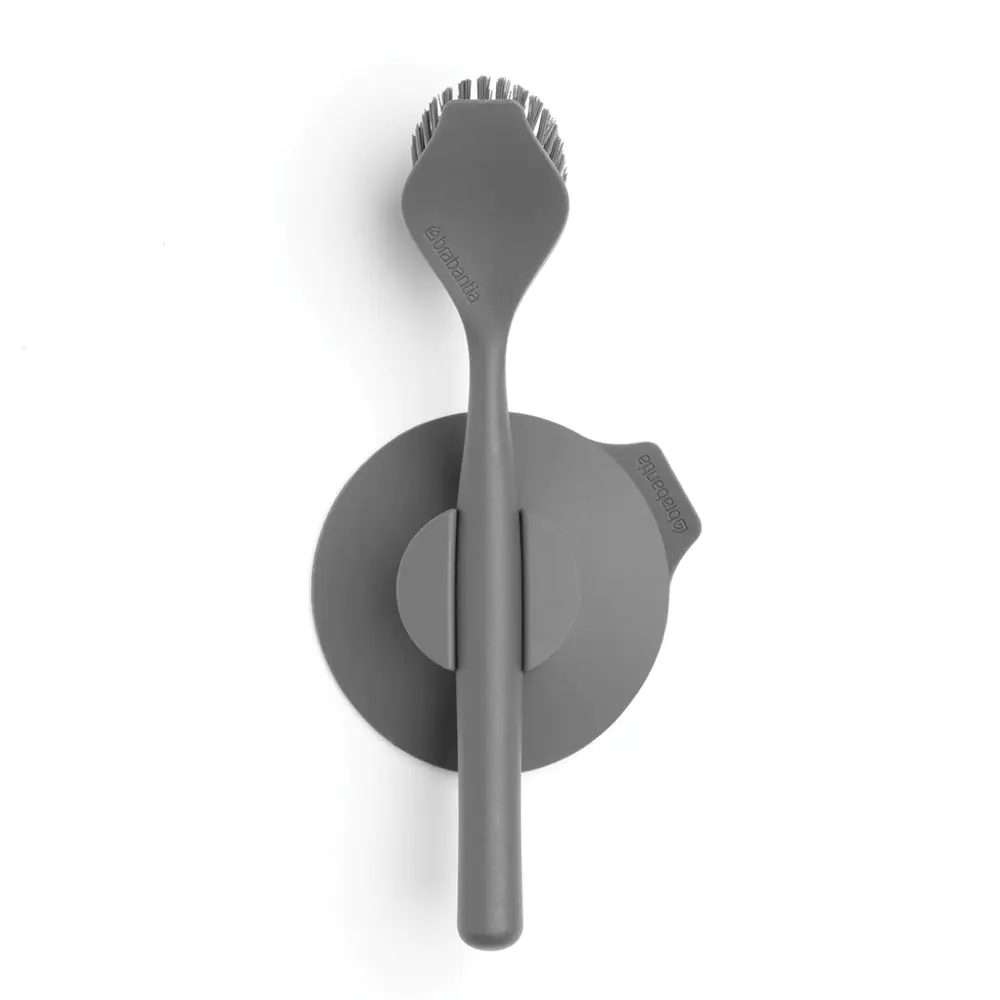 Четка за съдове Brabantia SinkSide Dark Grey, вакуумна закачалка, (35941485)
