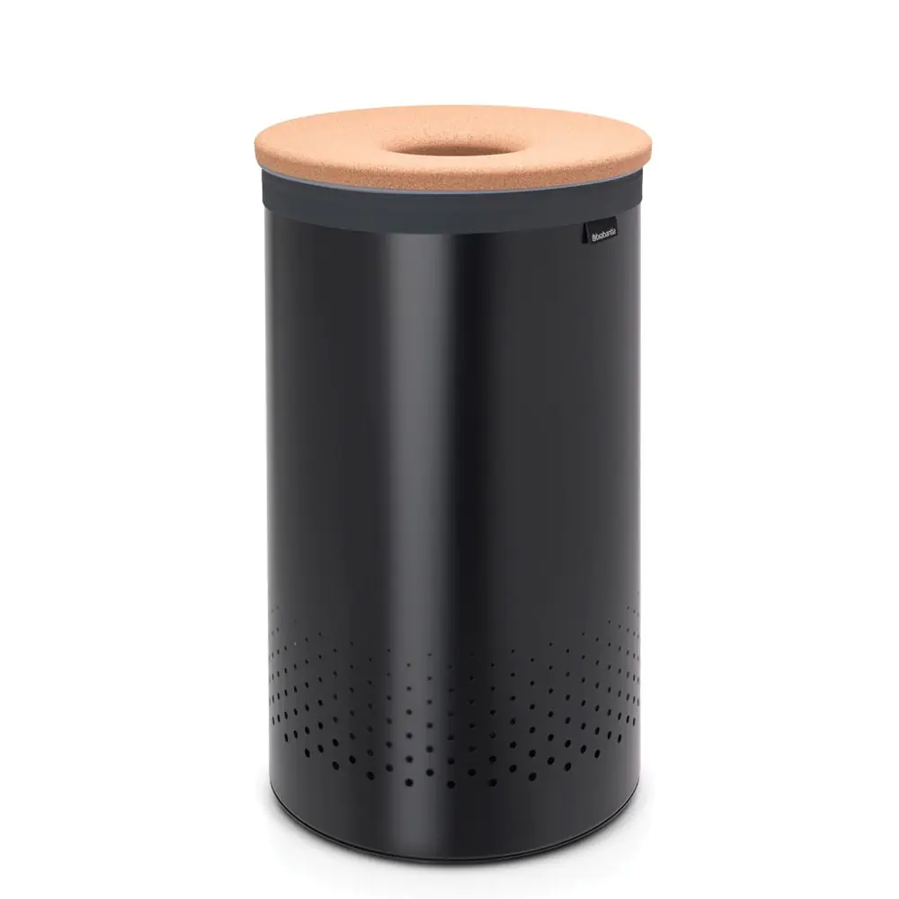 Кош за пране Brabantia 60L, Matt Black, корков капак, (35941527)