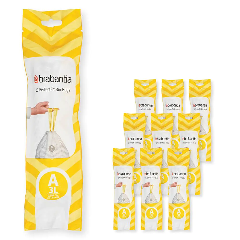 Торба за кош Brabantia PerfectFit Sort&Go/Touch размер A, 3L, 200 броя, кутия, (35942444)