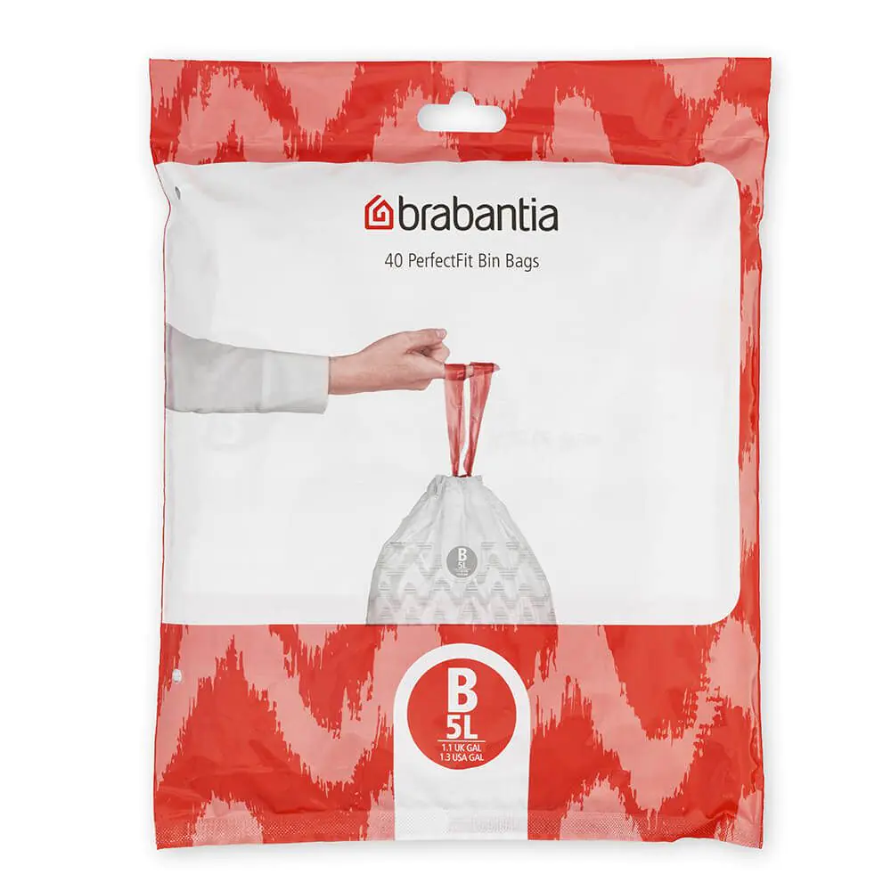 Торба за кош Brabantia PerfectFit Slide/Paper Bin размер B, 5L, 40 броя, пакет, (35942446)