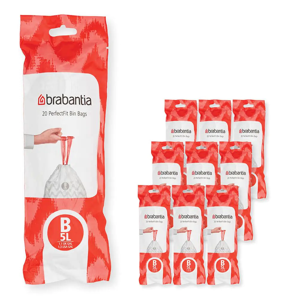 Торба за кош Brabantia PerfectFit Slide/Paper Bin размер B, 5L, 200 броя, кутия, (35942447)