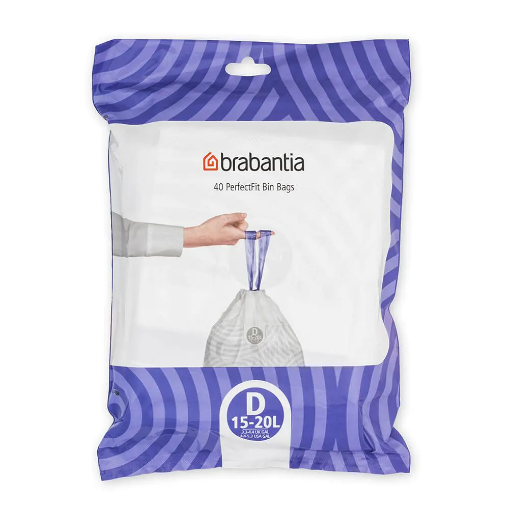 Торба за кош Brabantia PerfectFit Sort&Go/Built-In размер D, 15-20L, 40 броя, пакет, (35942450)