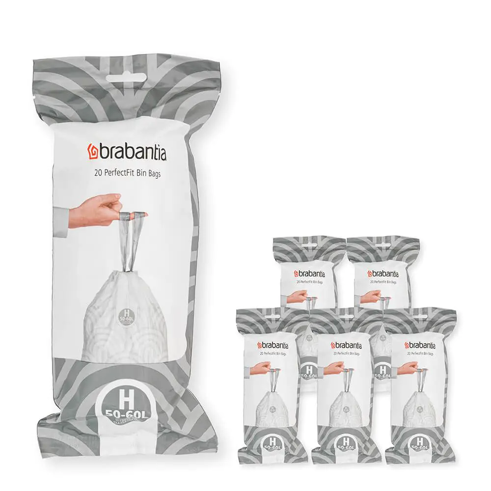 Торба за кош Brabantia PerfectFit Touch/Push/Big Bin размер H, 50-60L, 120 броя, кутия, (35942454)