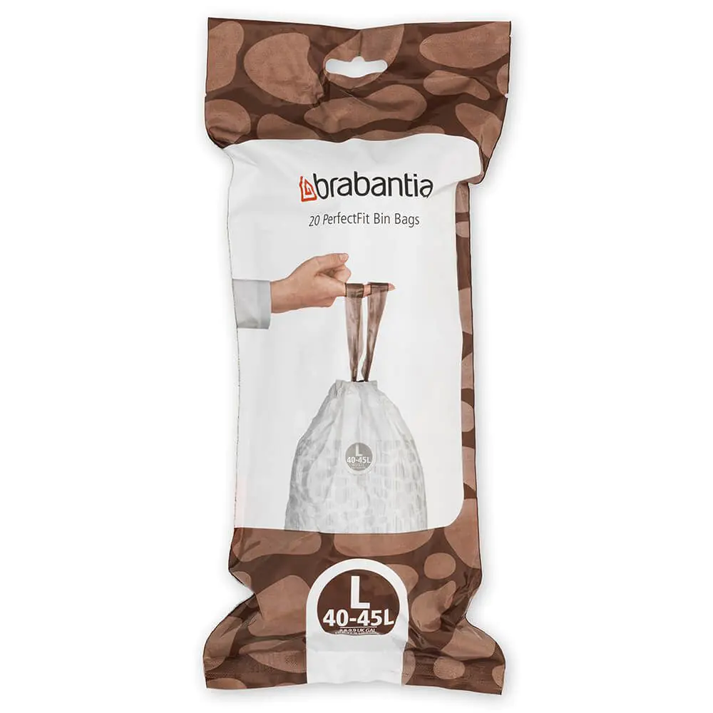 Торба за кош Brabantia PerfectFit FlatBack+/Touch размер L, 40-45L, 20 броя, ролка, (35942455)