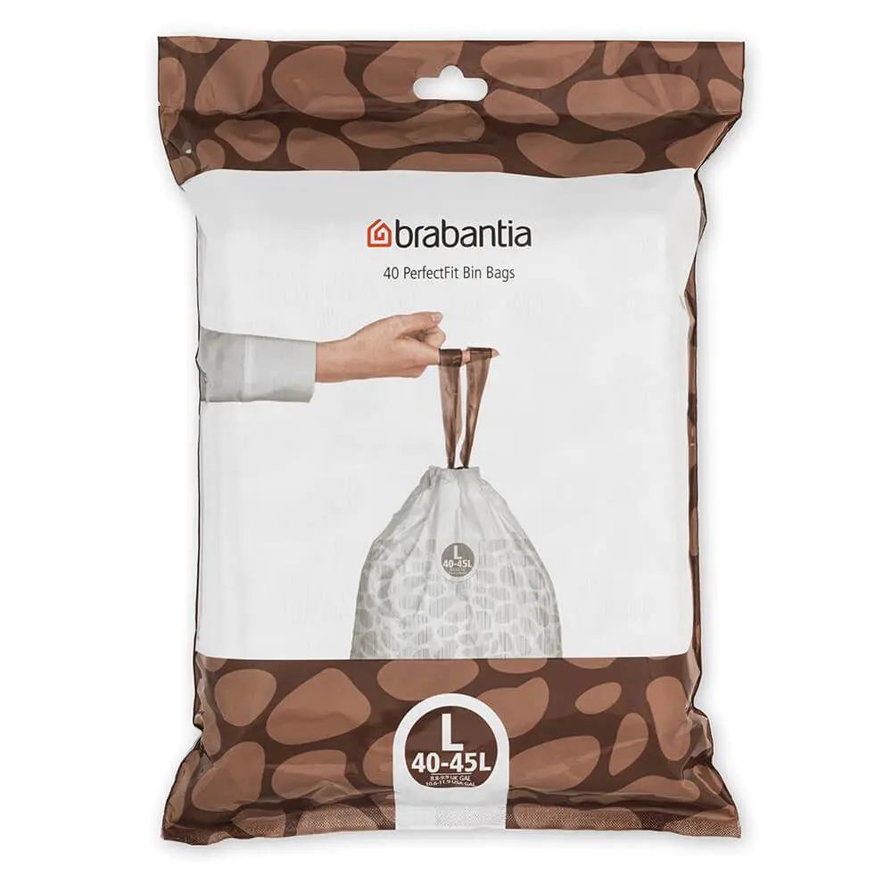 Торба за кош Brabantia PerfectFit FlatBack+/Touch размер L, 40-45L, 40 броя, пакет, (35942456)
