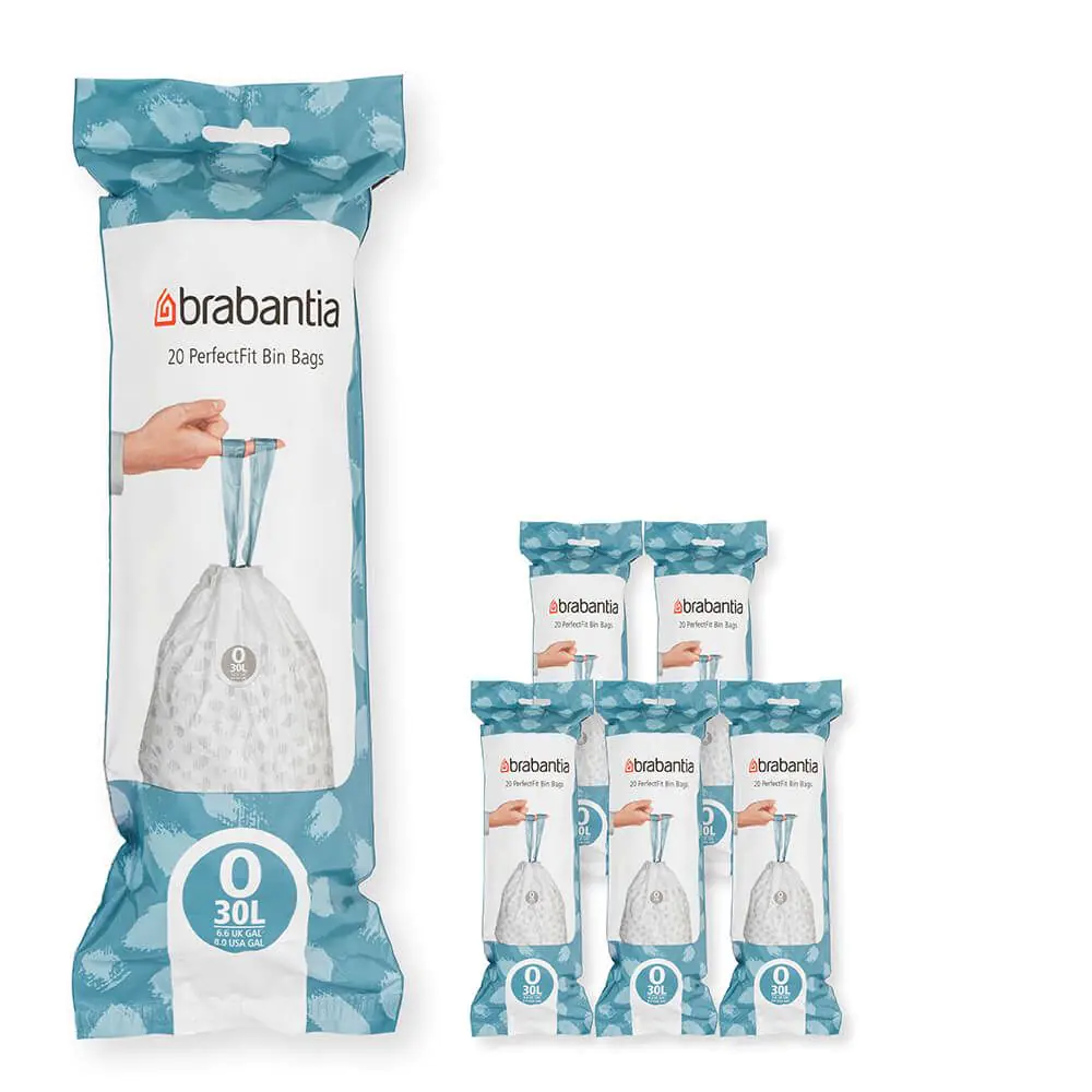 Торба за кош Brabantia PerfectFit FlatBack+/Bo размер O, 30L, 120 броя, кутия, (35942467)