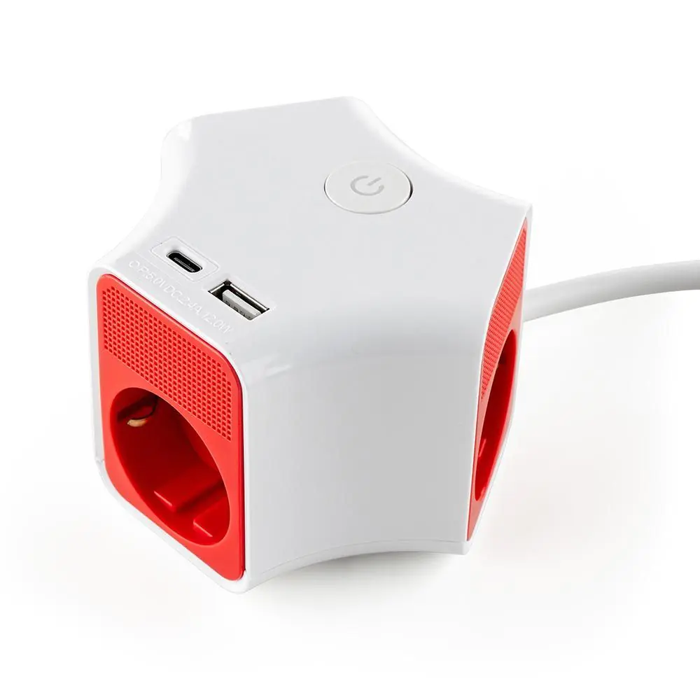 Разклонител Muhler с ключ, 3 гн., +2X USB порта тип А+C, с опция за монтаж, (35942647)