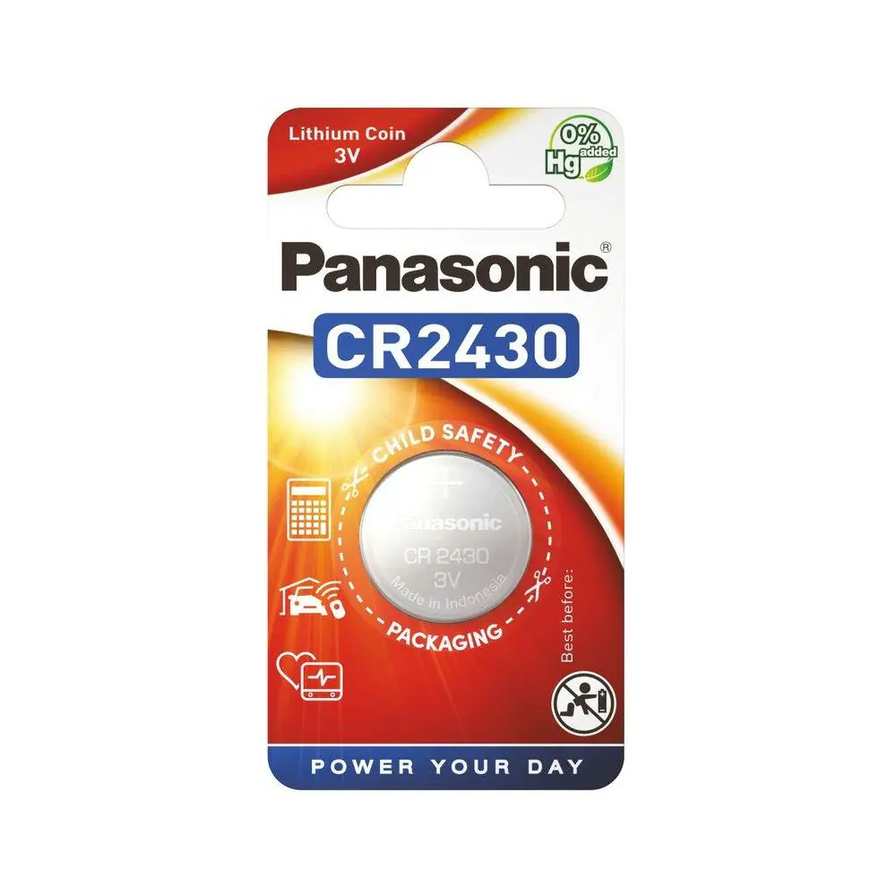 Бутонна батерия литиева PANASONIC CR2430, 3V,  1 бр. в блистер, цена за 1 бр., (35936627)