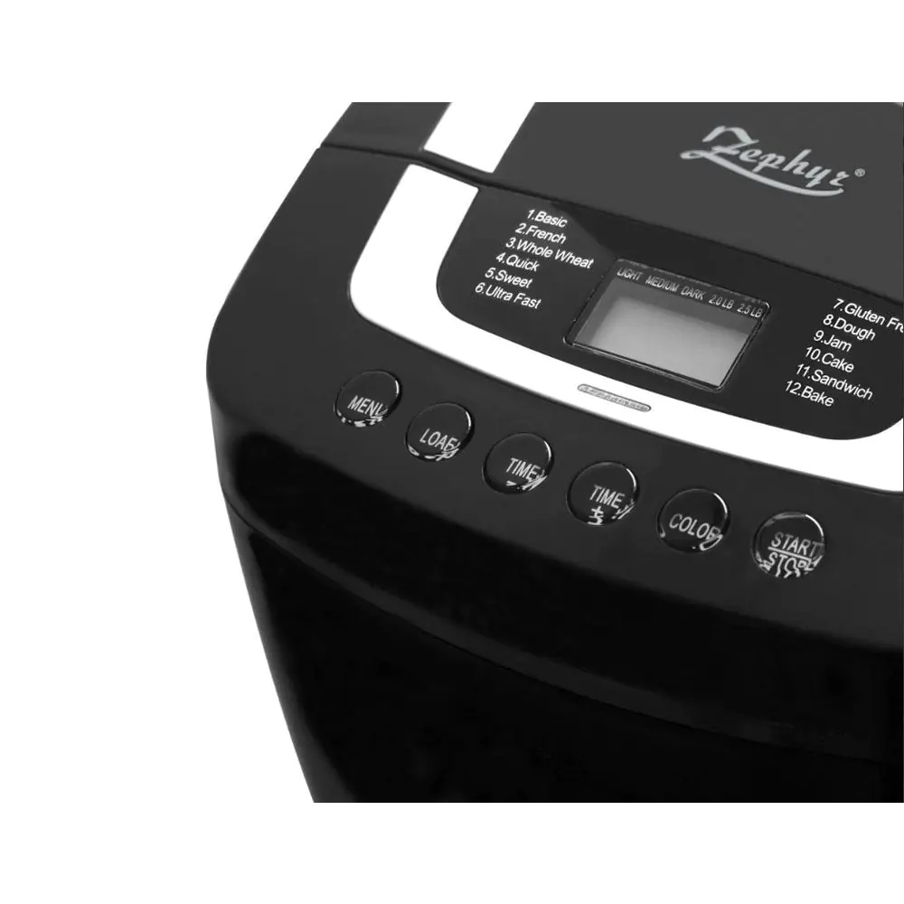 Хлебопекарна с две бъркалки ZEPHYR ZP 1446 E, 800W, 900-1250 гр, 12 програми, Таймер, Книжка с рецепти, Черен, (18754)