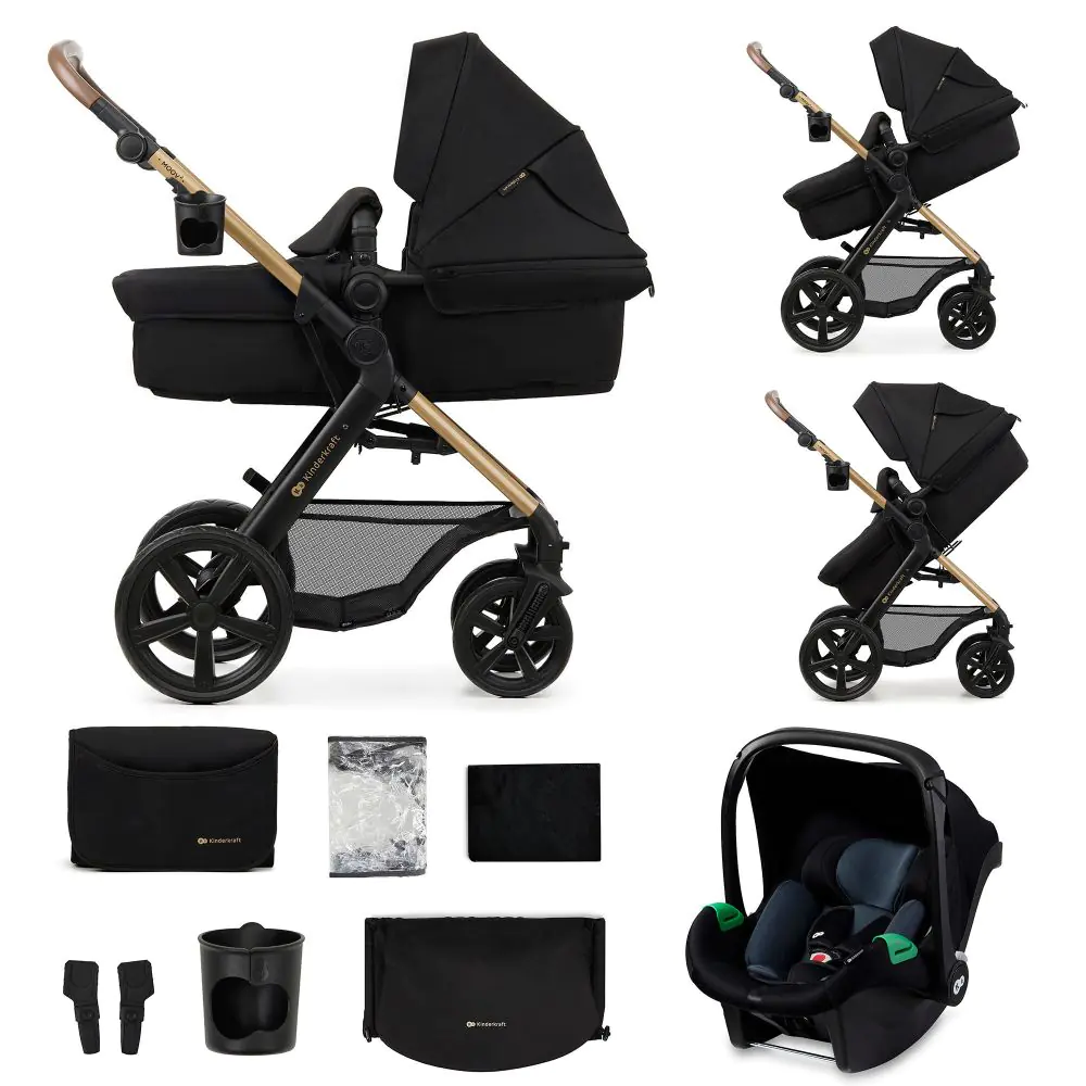 KinderKraft MOOV 2 бебешка количка 3в1 PURE BLACK, (35945126)