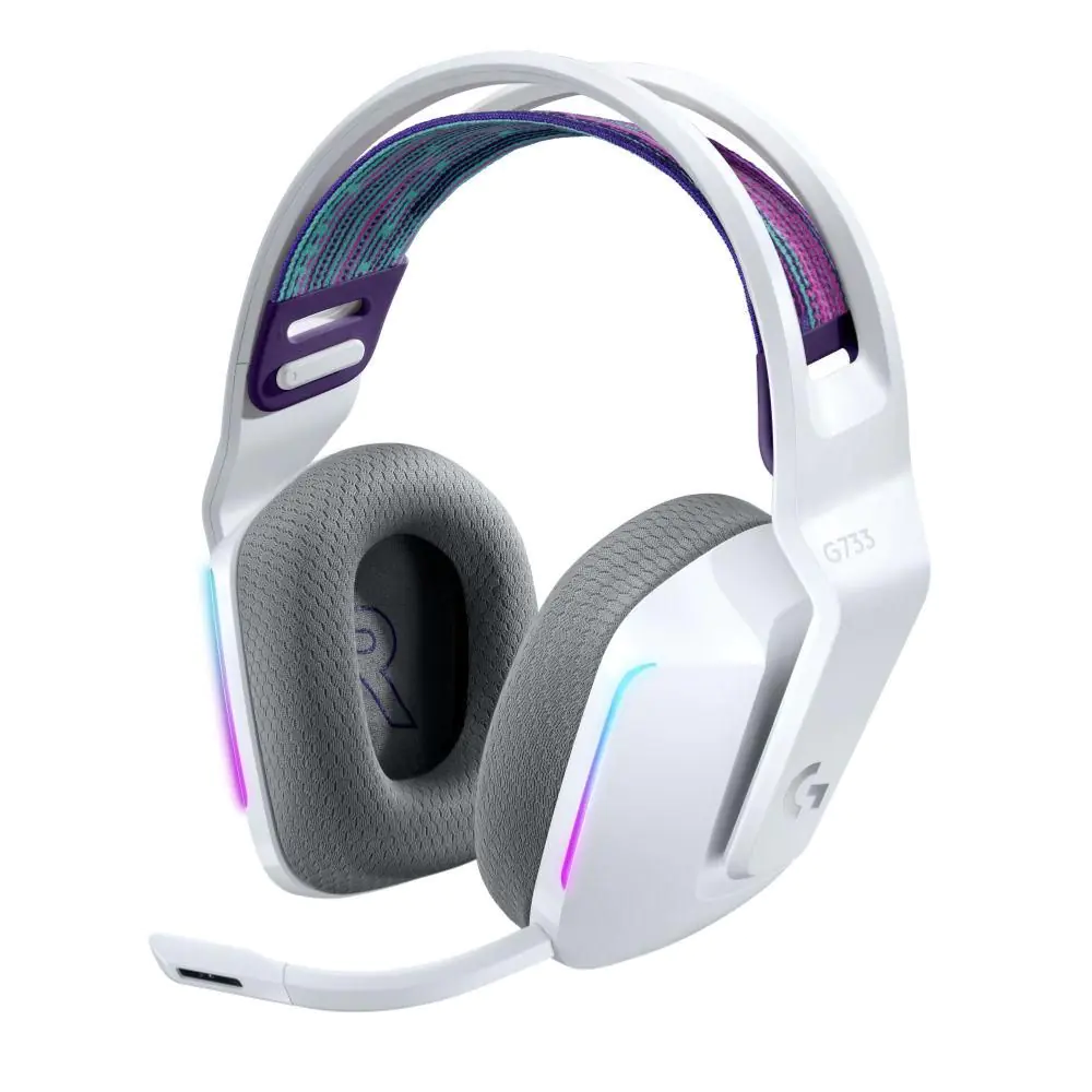 Геймърски слушалки Logitech G733 Lightspeed Wireless RGB, Микрофон, Бели, (35934110)