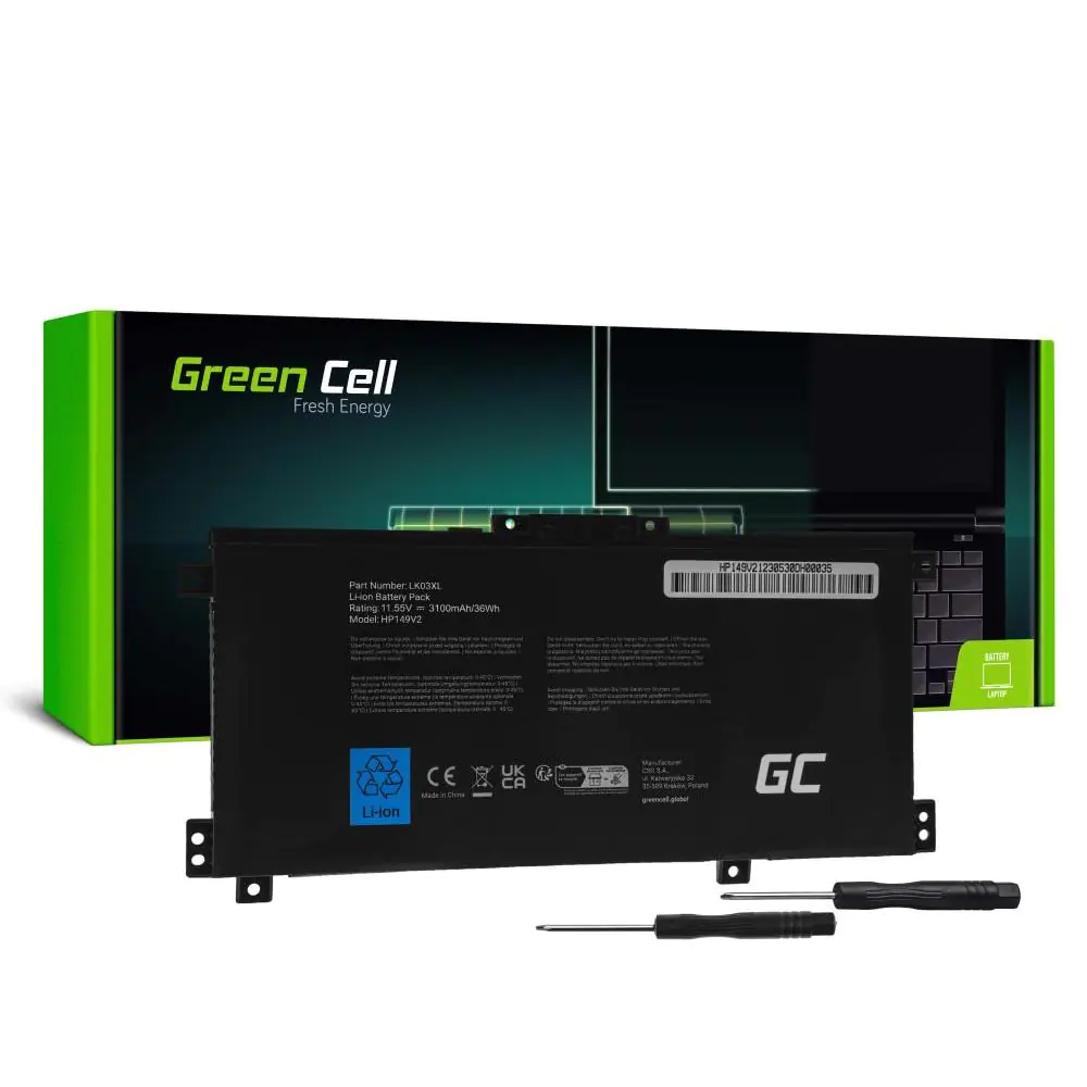 Батерия за лаптоп GREEN CELL, HP Envy x360 15-BP 15-BP000 15-BP100 15-CN 17-AE 17-BW  LK03XL  11,55V 3100mAh, (35939307)