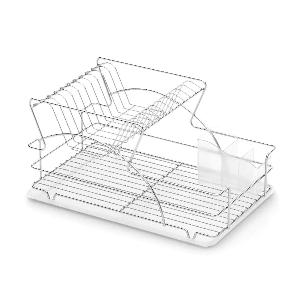 Сушилник за съдове TEKNO TEL KB 009, 2 нива, хром-прозрачна тавичка, (18669)