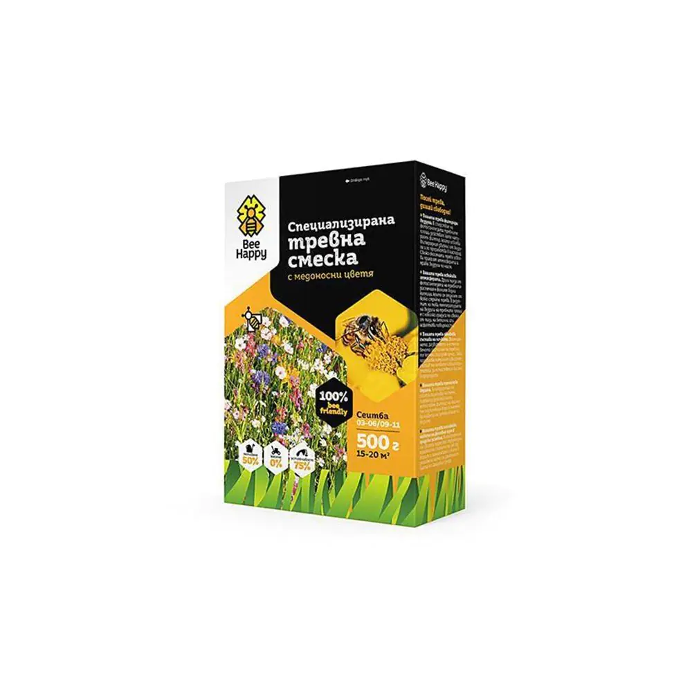 Тревна смеска медоносни цветя Bee Happy 0.5 кг за 15-20м2 (35947659)