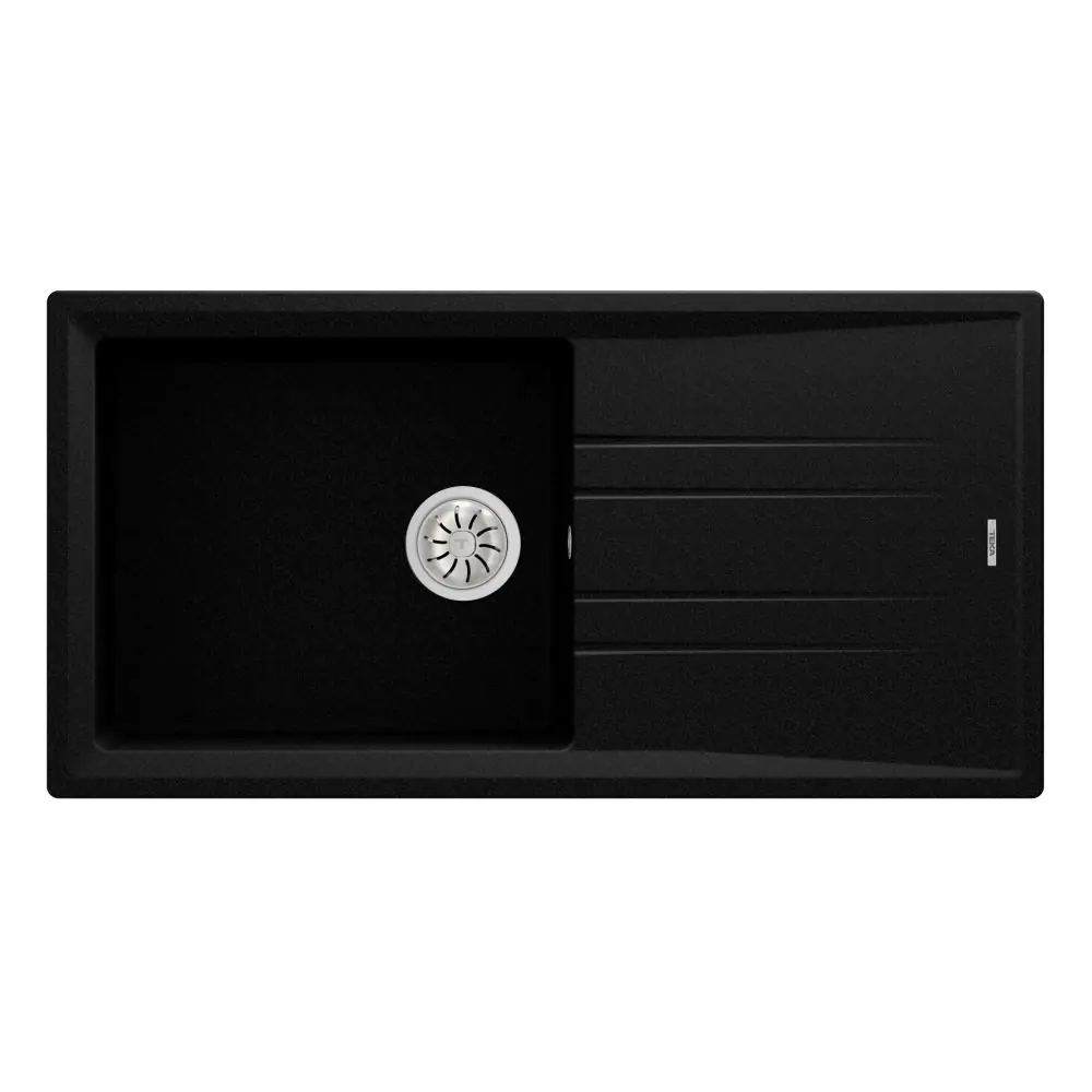 Гранитна мивка STONE60LTG, обръщаема, за шкаф 60 см, черен металик, (35948820)