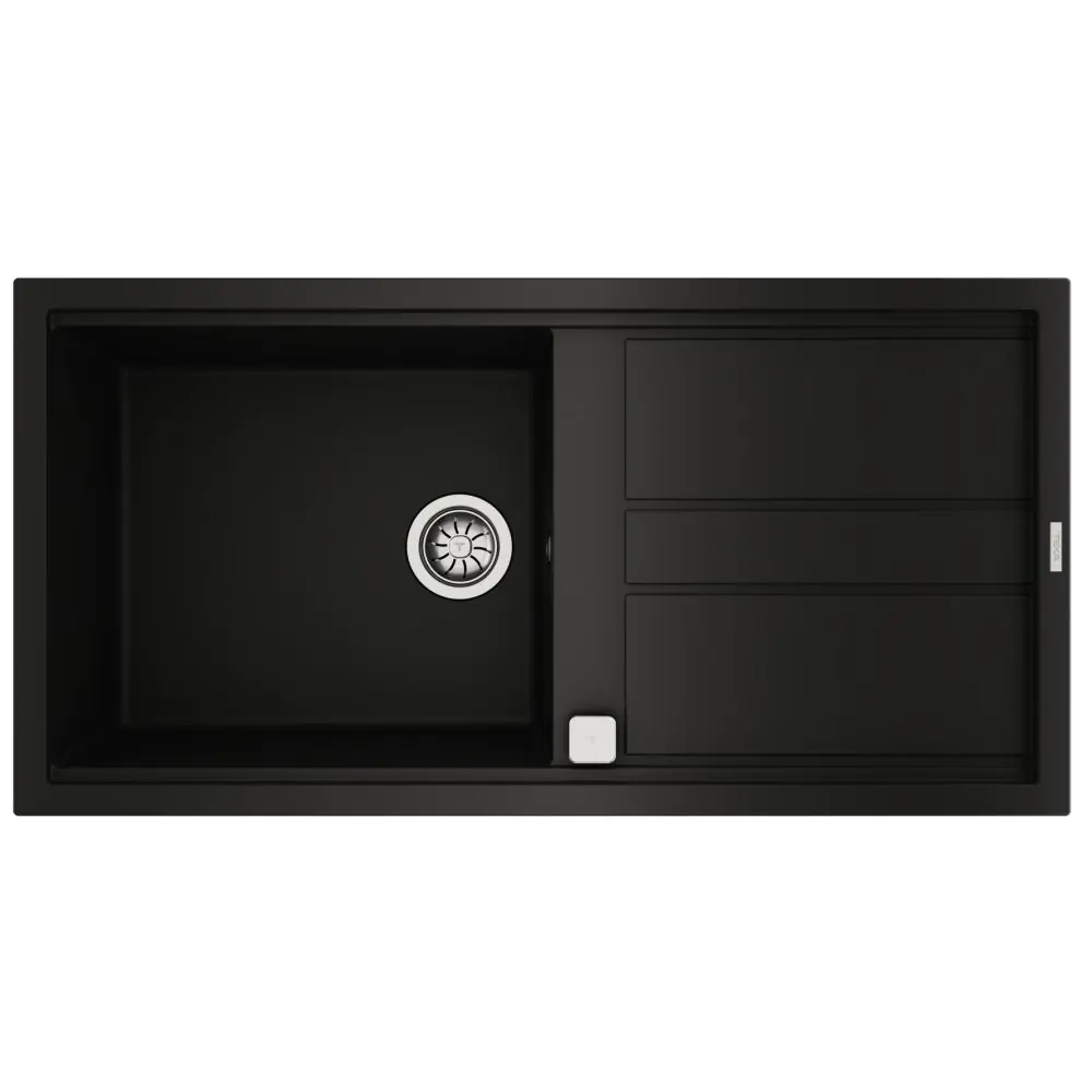 Гранитна мивка NOVA60LTG, авт клапан, обръщаема, за шкаф 60 см, черна, (35948871)