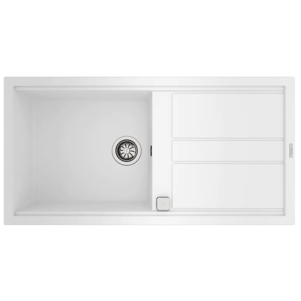 Гранитна мивка NOVA60LTG, авт клапан, обръщаема, за шкаф 60 см, бяла, (35948873)