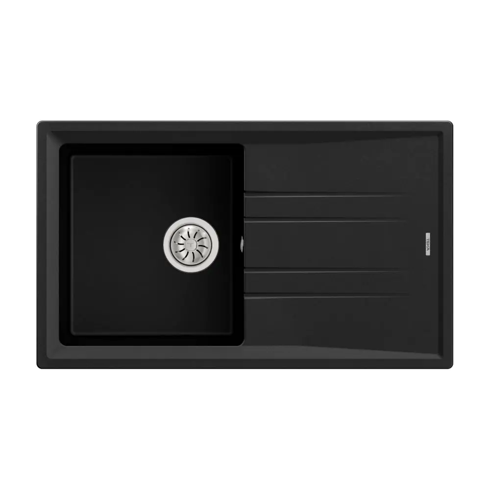 Гранитна мивка STONE50BTG, обръщаема, за шкаф 50 см, черна, (35949023)