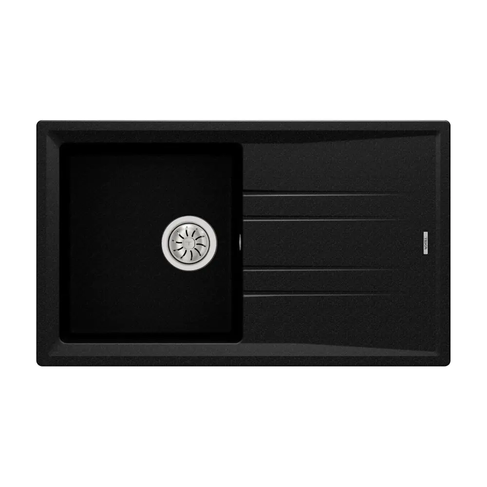 Гранитна мивка STONE50BTG, обръщаема, за шкаф 50 см, черен металик, (35949024)