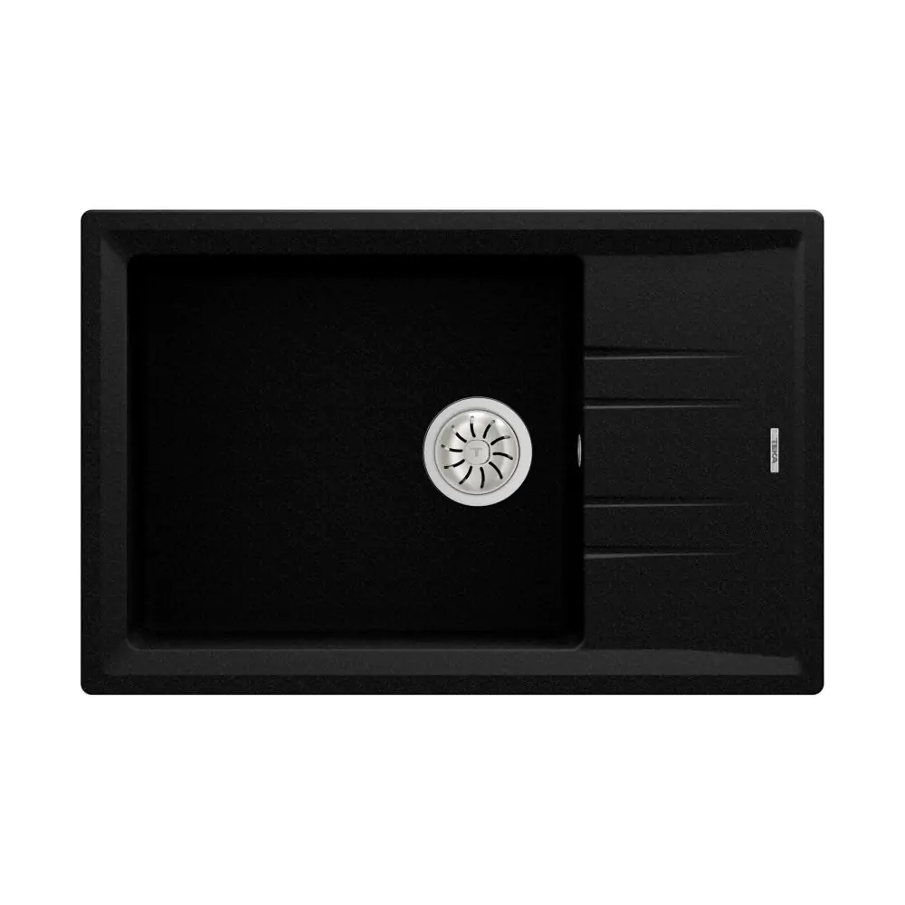 Гранитна мивка STONE60STG, обръщаема, за шкаф 60 см, черен металик, (35949030)