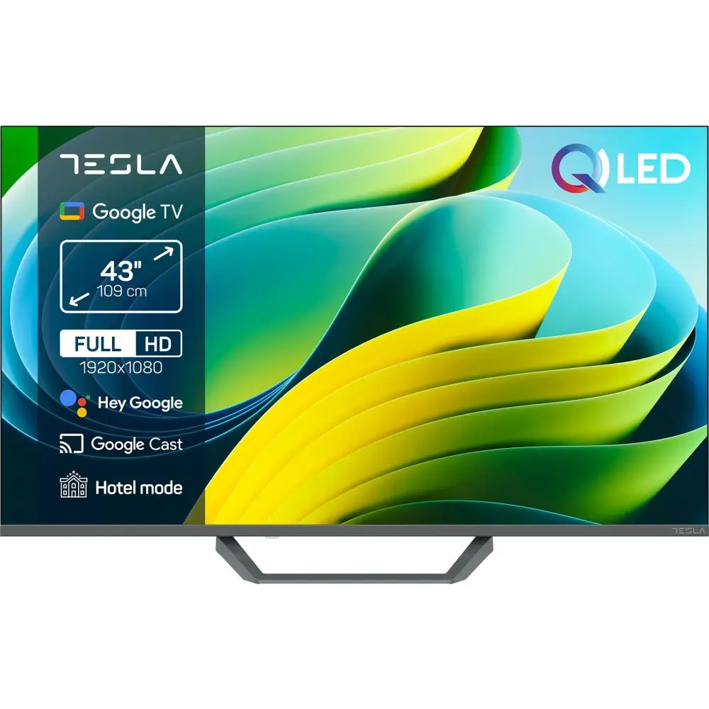 Телевизор Tesla Q43E665GFS, 43 инча (109 см), QLED, Full HD, Google TV, Сив, (35950767)
